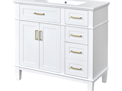 Modern Bathroom Vanity With Ceramic Sink, Soft Close Storage Cabinet