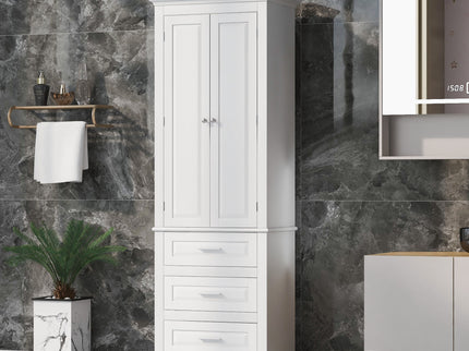 Tall Storage Cabinet With 3 Drawers For Bathroom