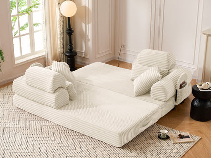 Convertible Sleeper Sofa With & Side Storage Pocket, Foldable Upholstered Couch For Living Room