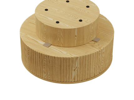 Modern Circular Coffee Table With Stripe Design And Storage Space