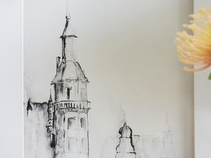 Architecture Wall Art Prints, Home Decor Art For Living Room Dining Room Entryway (Set of 4) - White / Black