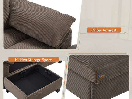 Modern U - Shaped Sectional Sofa With Storage Ottomans, USB Ports, And Cup Holders