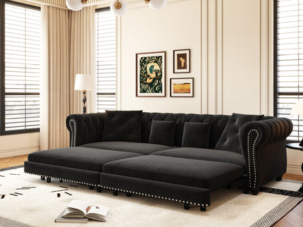 3 In 1 Convertible Sleeper Sofa Bed With Movable Ottoman