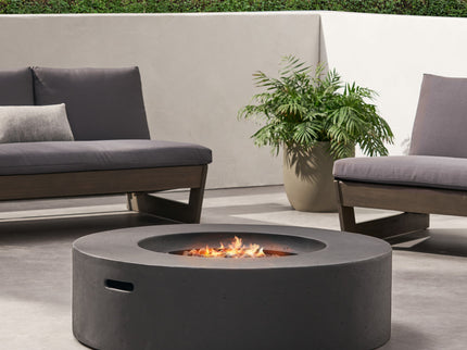 Modern Lightweight Concrete Outdoor Circular Fire Pit 50, 000 Btu