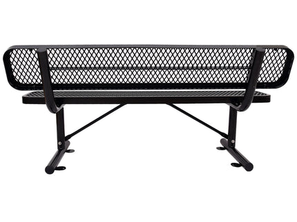 6' Outdoor Steel Bench With Backrest