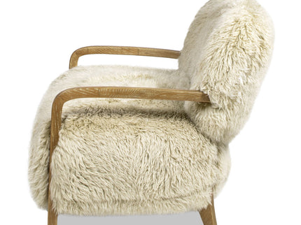 Enchante - Sheepskin Accent Loveseat - Taupe / Natural