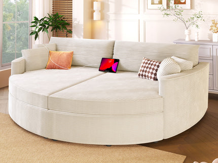 Oversized Double Chaise Lounge Sofa With USB Ports