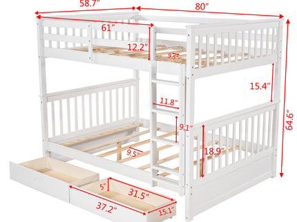 Bunk Bed With Ladders And 2 Storage Drawers