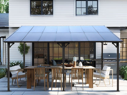 Wall Mounted Outdoor Pergola Gazebo, Heavy Duty Metal Awning With Roof