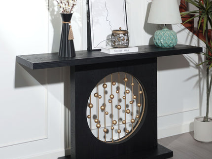 Console Table With Circular Art Decor For Living Room - Multi