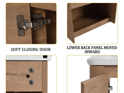 Wall Mounted Bathroom Vanity With Sink, Storage Shelves & Soft Close Door