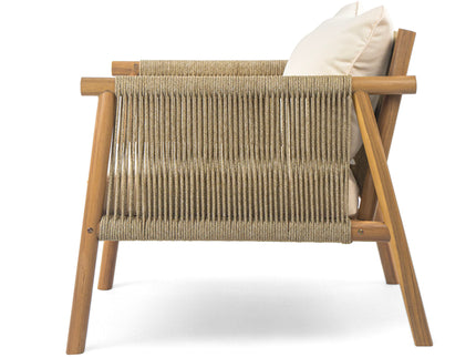 Modern Outdoor Woven Lounge Chair With Solid Frame And Cushions