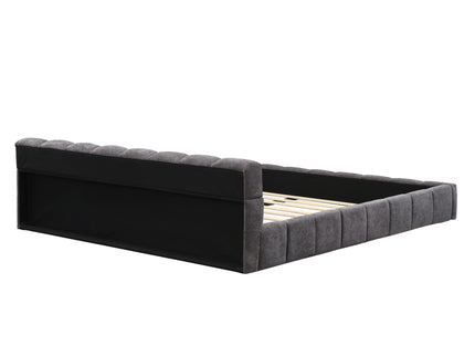 Elegant Upholstered Bed With Checkerboard Design