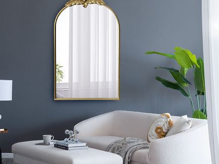 Arched Wall Mirror With Metal Frame, Wall Mirror For Living Room