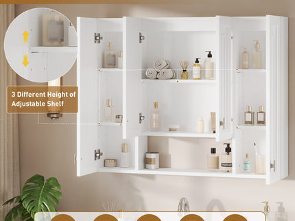Bathroom Cabinet With 5 Adjustable Shelves, Soft Closing Hinges, Open Shelving Design - White