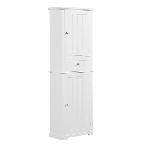 Tall Freestanding Bathroom Storage Cabinet With Drawer And Adjustable Shelf