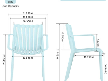4 Modern Stackable Plastic Armchair Matched With Folding Square Table