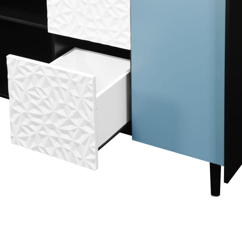 Modern Sideboard Buffet Cabinet With Doors And Unique Panel Styling