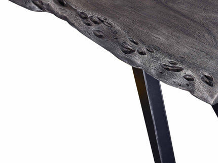 Modern Acacia Wood Dining Bench, Live Edge Design Accent Bench With Iron Legs - Black / Gray