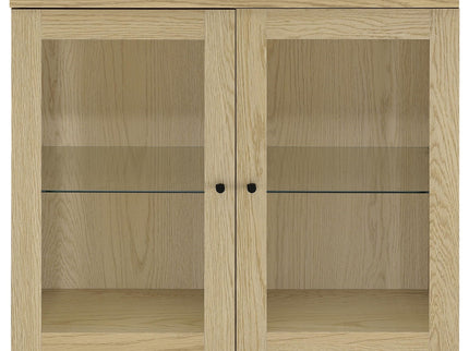 Metro - 2 Door Display Cabinet With Adjustable Shelves - Light Oak