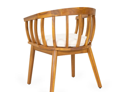 Klismos - Dining Armchair (Set of 2) - Teak / Beige