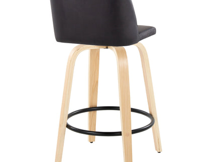 Toriano - Contemporary Modern Fixed Height Counter Stool Swivel With Round Footrest (Set of 2)