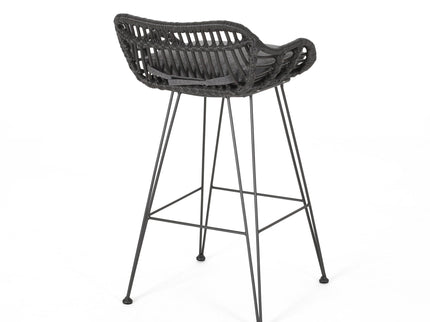 Outdoor Rattan Bar Chair With Metal Legs
