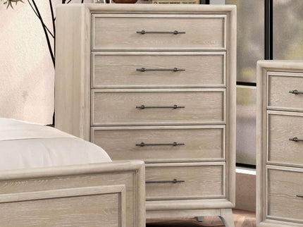 1 Piece Chest With Handles, Angled Legs, Ball Bearing Glides - Oak