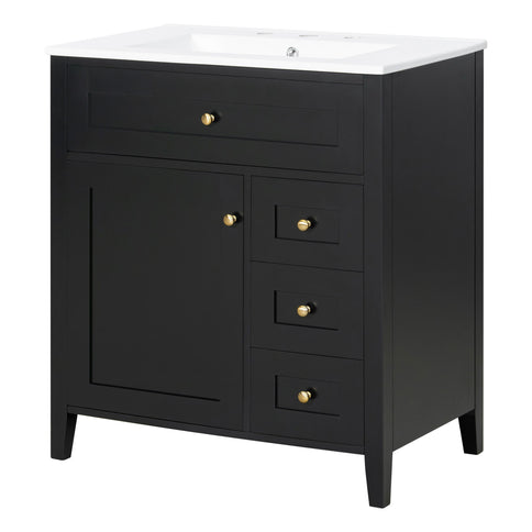 Bathroom Vanity With Sink, 3 Drawers And Adjustable Shelf