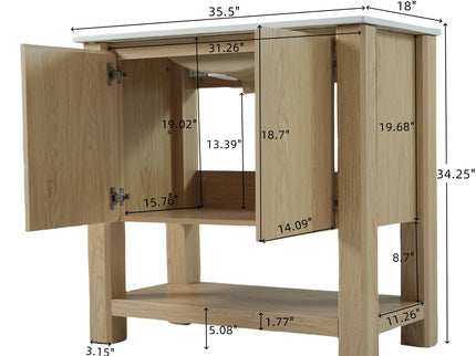 Modern Bathroom Vanity With Rectangle Ceramic Sink, Soft Closing Doors