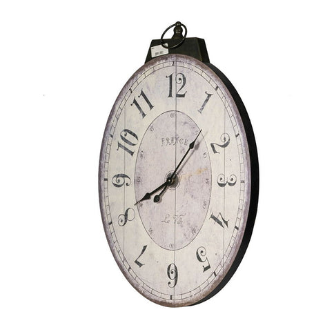 Antique Oval Wall Clock, Traditional Vintage Home Decor Clock - Ivory