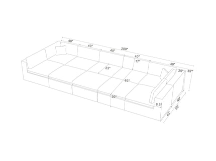 Custom Configuration Modular Sectional With Toss Pillows
