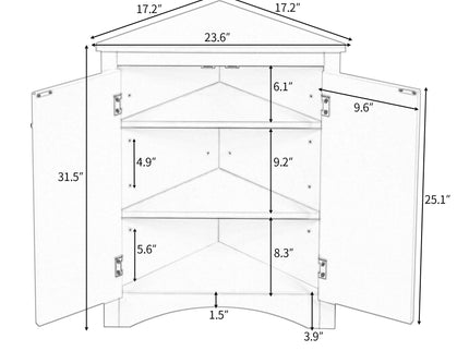 Triangle Bathroom Storage Cabinet With Adjustable Shelves, Freestanding Floor Cabinet For Home Kitchen
