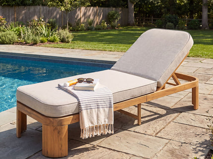 Outdoor Chaise Lounge With Cushion, 5 Position Adjustable Backrest