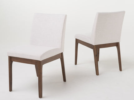 Dining Chairs With Upholstered Seat And Backrest (Set of 2) - Light Beige / Walnut