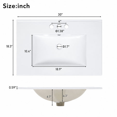 Bathroom Vanity With Sink, Soft Closing Door And Drawers - Light Green