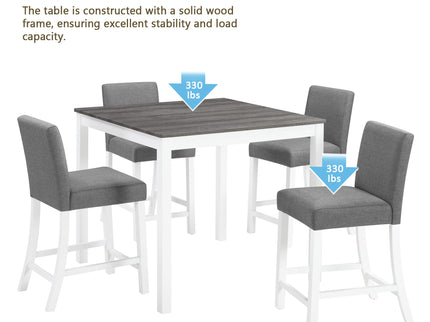 5 Piece Counter Height Table Set With 4 Chairs