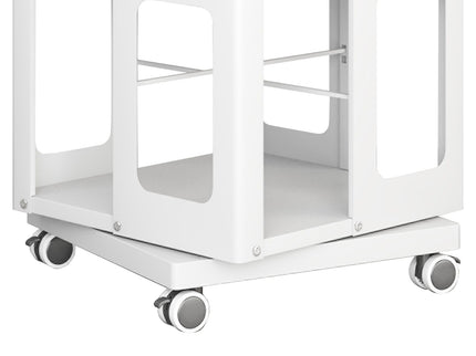 4 Tier All Steel Rotating Bookshelf With 360° Wheels, Large Size Sturdy & Spacious Book Rack, New Style Bookshelf - White
