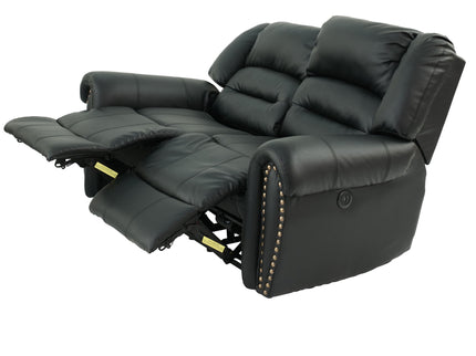 Plush Relax Power Reclining Loveseat 2 Seat Couch With USB Charging Armrest Cushion Living Room Furniture - Black