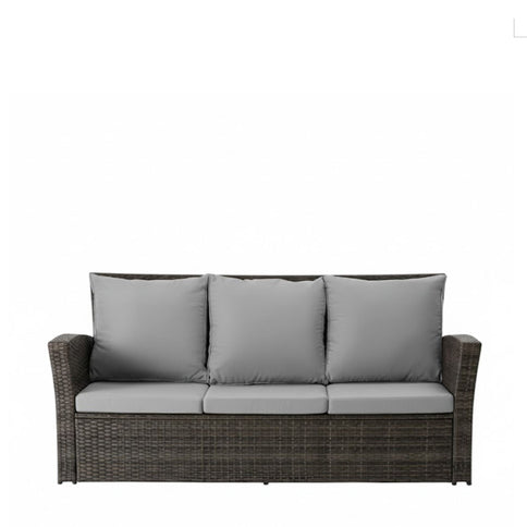 All-Weather Wicker 3 Seat Patio Sofa With Thick Cushions