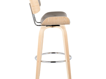 Lombardi - Mid Century Modern Fixed Height Barstool With Swivel With Round Footrest (Set of 2)