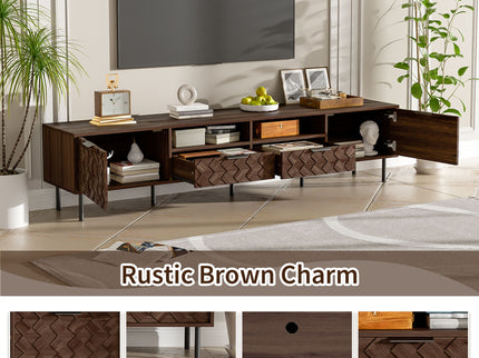 TV Stand For TVs Up To 85" With Closed Storage, Soft Closing Hinges, Living Room Entertainment Center - Walnut