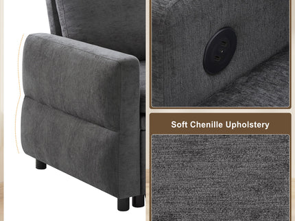 Convertible Sofa Bed Loveseat With Adjustable Backrest And USB Ports