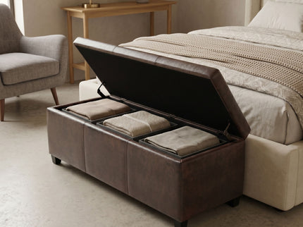 Avalon - Storage Ottoman Bench - Distressed Brown