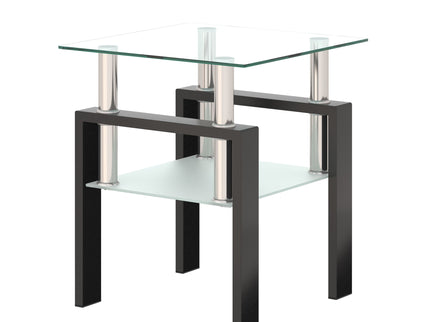 Modern Tempered Glass Tea Table, End Square Table For Living Room