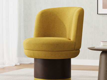 Round Swivel Accent Chair With Ergonomic Backrest For Living Room