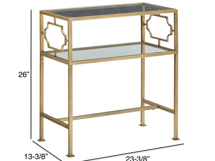 Grifton - Rectangular Glass Accent Table - Antique Gold