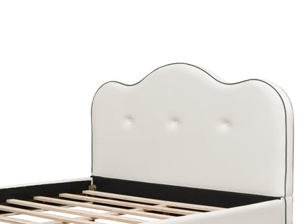 Upholstered Platform Bed With Sturdy Frame And Headboard