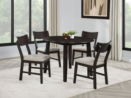 Jackie - 5 Piece Dining Set With Drop Leaf Table And Side Chairs - Dark Coffee