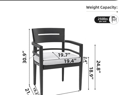 Outdoor Patio Dining Chairs With Outdoor Grade Sunbrella Fabric Cushions, Tapered Feet (Set of 4) - Ember Black
